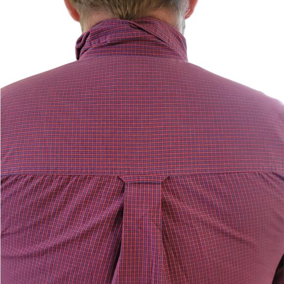 Vintage 1990s Chaps Mens Plaid Button Down Shirt Medium Red Blue Y2K Preppy - Picture 4 of 10